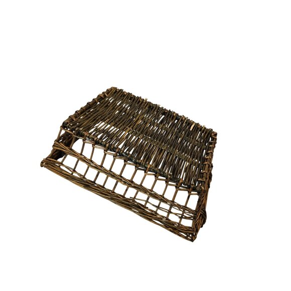 Vintage Rustic Wicker Basket Wooden Handles Rectangular Storage Organizer 14x10x - Picture 5 of 9
